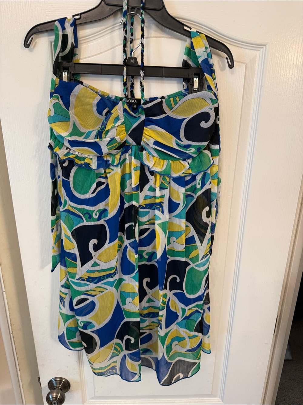 XOXO Blue Green Yellow Abstract A-Line Skirt